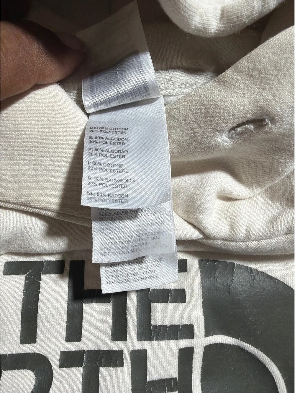 The North Face Men’s Medium Hoodie Since 1968 Logo Beige Pullover Sweatshirt